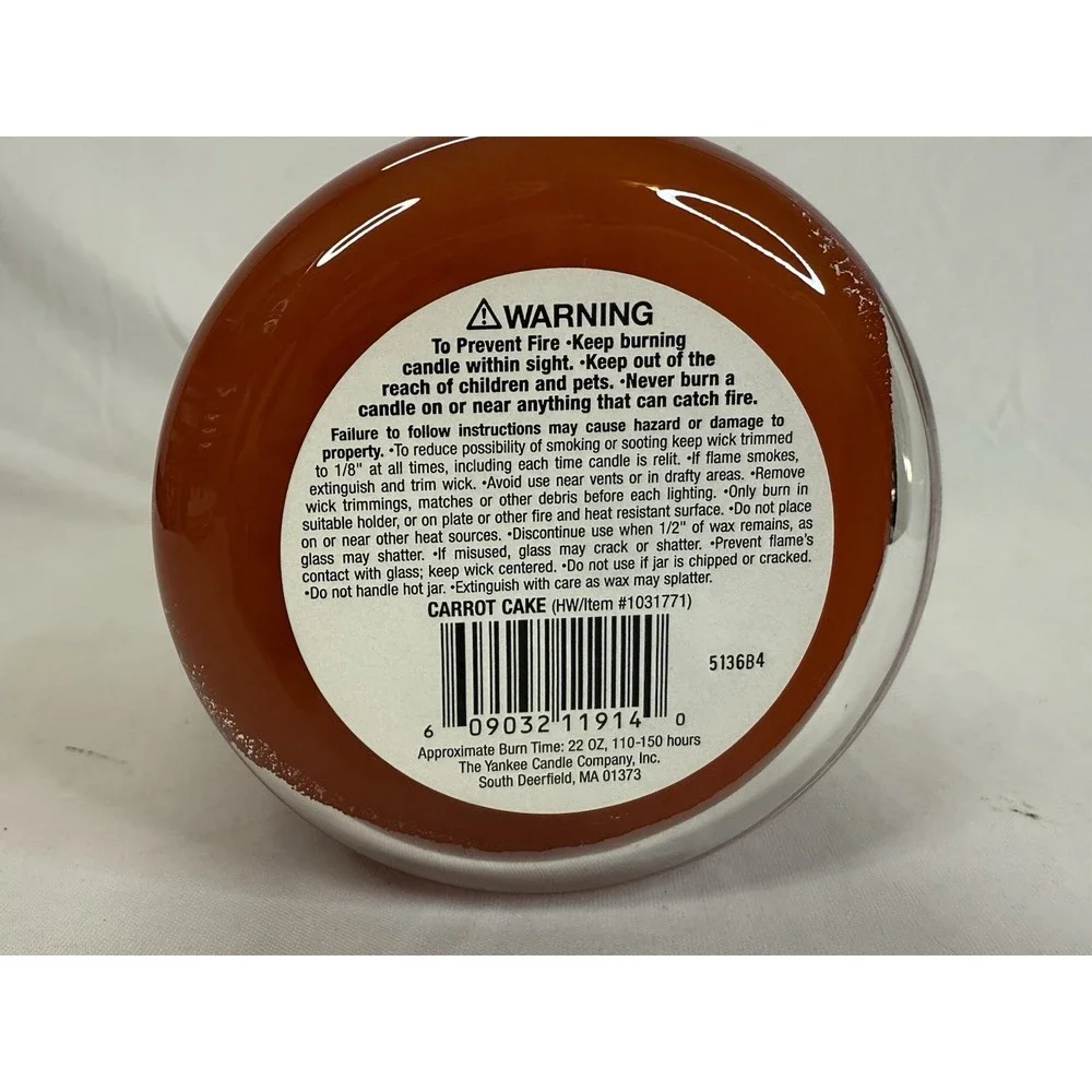 Yankee Candle 22 Oz CARROT CAKE Discontinued BLACK BAND. Housewarmer RARE
